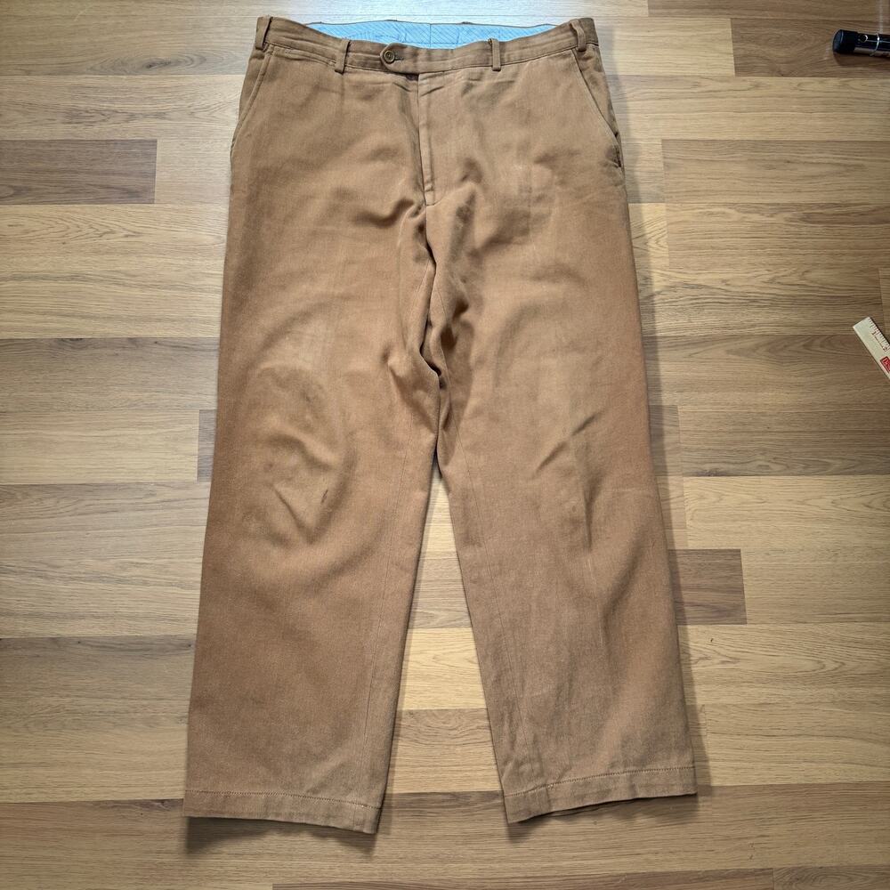Men's Scott Barber Italy Brown Tan Cotton Casual Work Slack Pants Sz 38 x 30